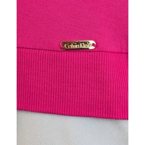 Calvin Klein Tunic Top Medium Hot Pink White Colorblock Layered Flowy NEW - Picture 6 of 9